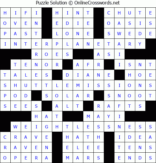 Solution for Crossword Puzzle #7456