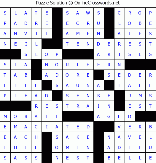 Solution for Crossword Puzzle #74735