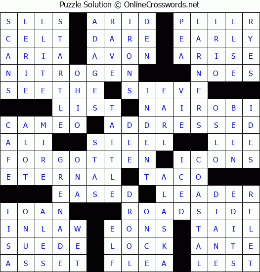Solution for Crossword Puzzle #74801