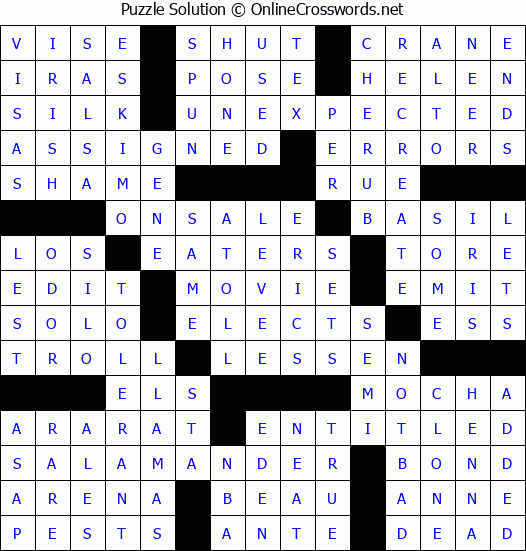 Solution for Crossword Puzzle #74831