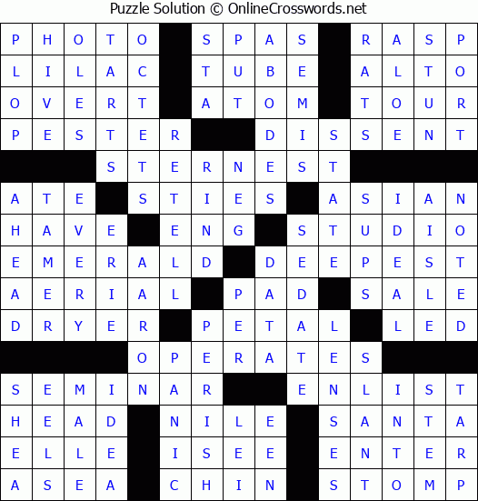 Solution for Crossword Puzzle #74869