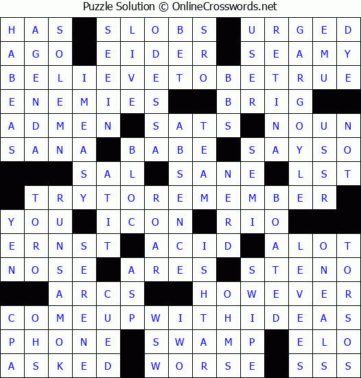 Solution for Crossword Puzzle #7499