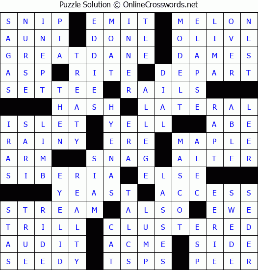 Solution for Crossword Puzzle #75070