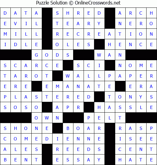 Solution for Crossword Puzzle #75192