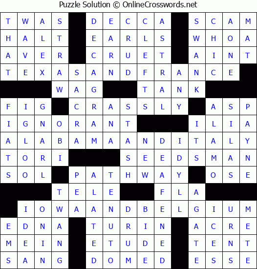 Solution for Crossword Puzzle #7520