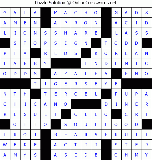 Solution for Crossword Puzzle #7522