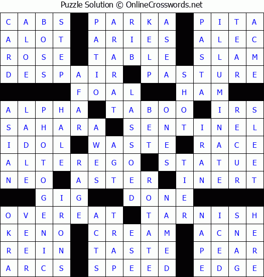 Solution for Crossword Puzzle #75228