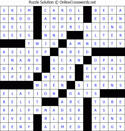 Solution for Crossword Puzzle #75432