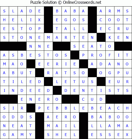 Solution for Crossword Puzzle #7562