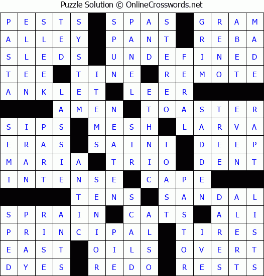 Solution for Crossword Puzzle 75627