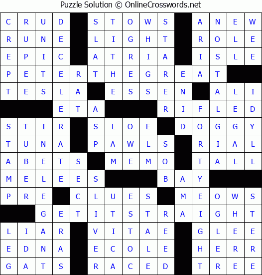 Solution for Crossword Puzzle #7564
