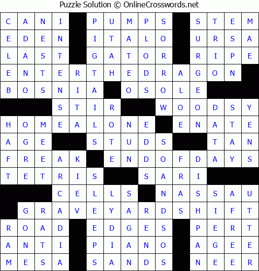 Solution for Crossword Puzzle #7570
