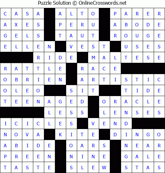 Solution for Crossword Puzzle #75717