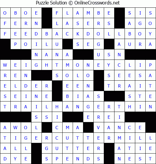 Solution for Crossword Puzzle #7573