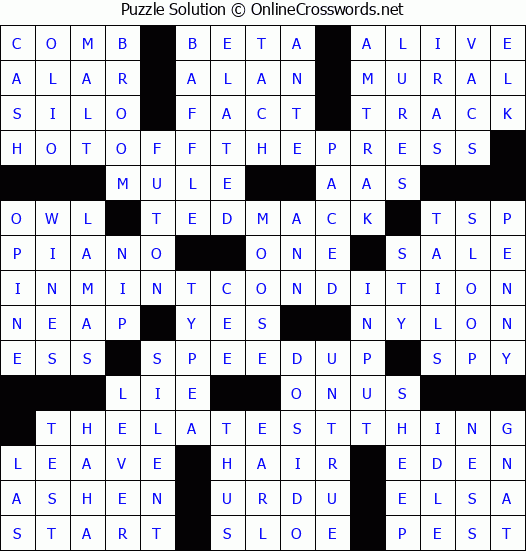 Solution for Crossword Puzzle #7577