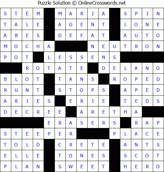 Solution for Crossword Puzzle #75960