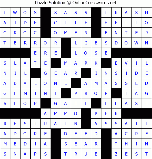 Solution for Crossword Puzzle #76105
