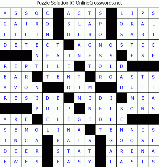 Solution for Crossword Puzzle #76308