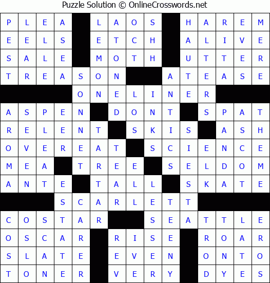 Solution for Crossword Puzzle #76402