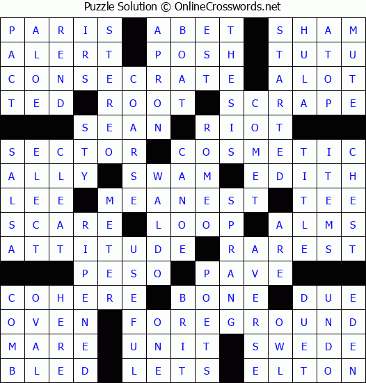 Solution for Crossword Puzzle #76488