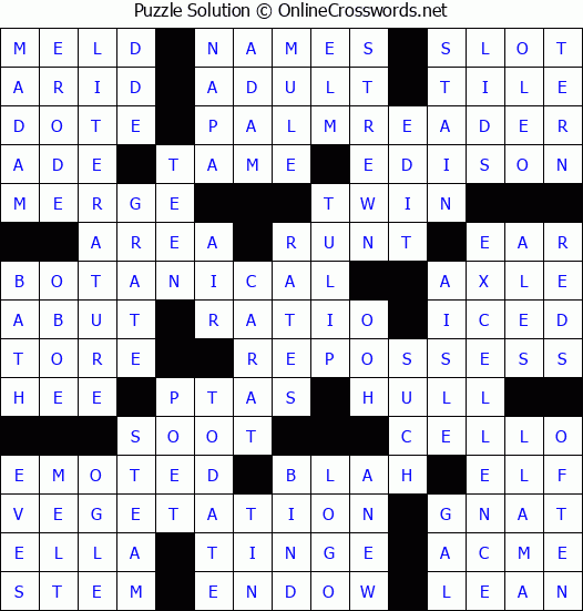 Solution for Crossword Puzzle #76633