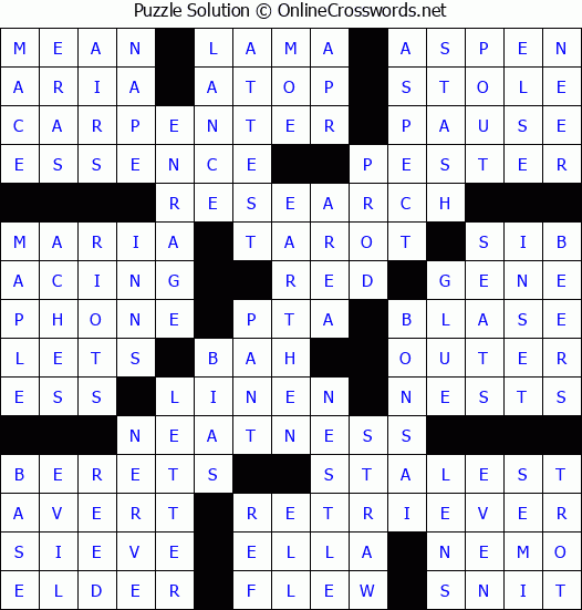 Solution for Crossword Puzzle #76681