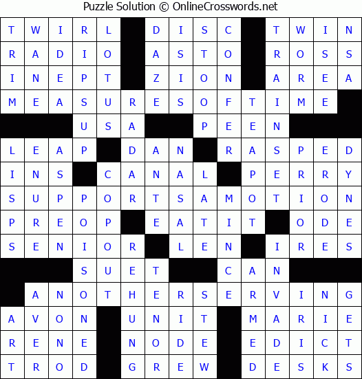 Solution for Crossword Puzzle #768