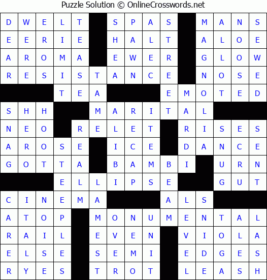 Solution for Crossword Puzzle #76858