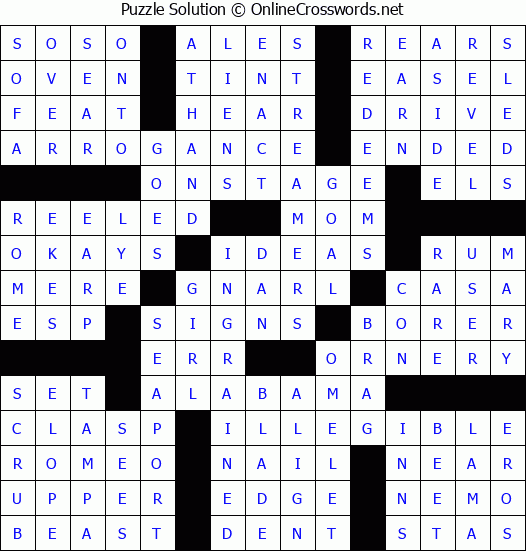 Solution for Crossword Puzzle #76956