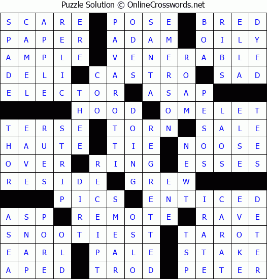 Solution for Crossword Puzzle #77364