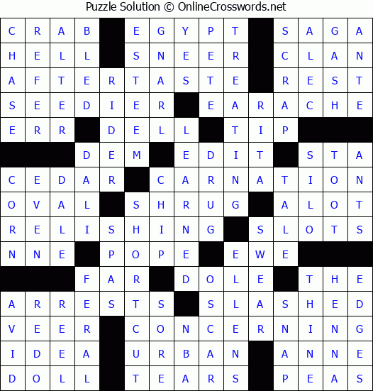 Solution for Crossword Puzzle #77402