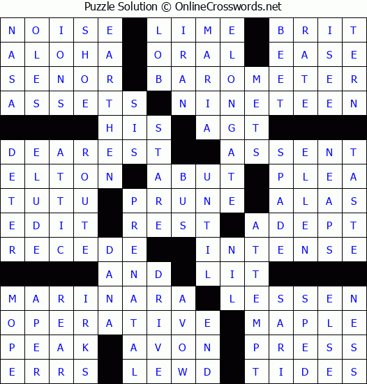 Solution for Crossword Puzzle #77500