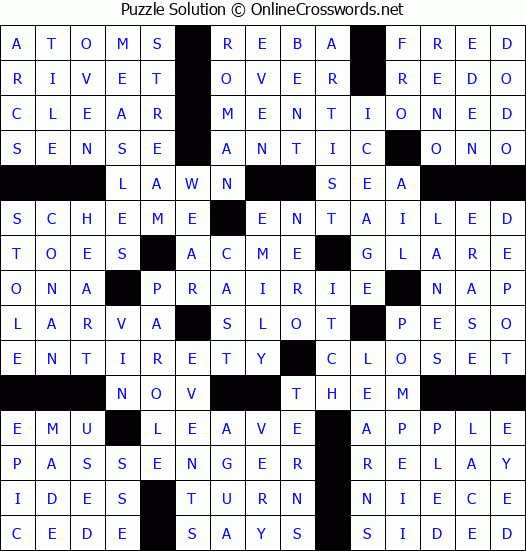 Solution for Crossword Puzzle #77533