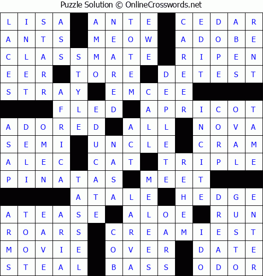 Solution for Crossword Puzzle #77600