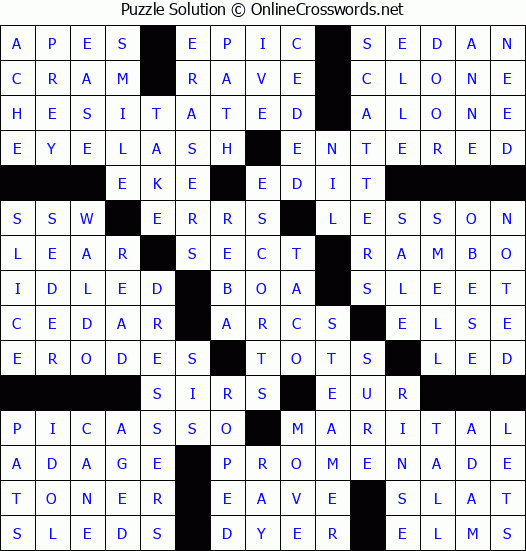 Solution for Crossword Puzzle #77619