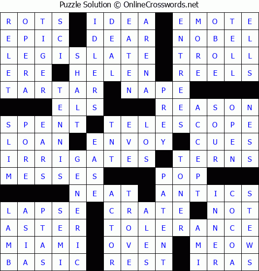 Solution for Crossword Puzzle #77685