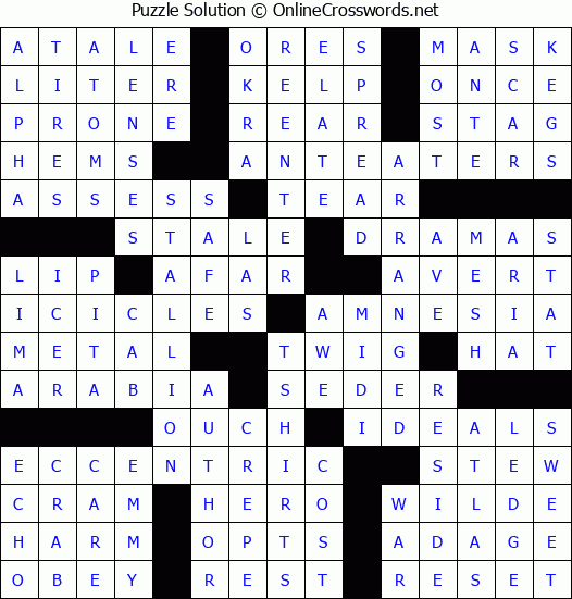 Solution for Crossword Puzzle #77722