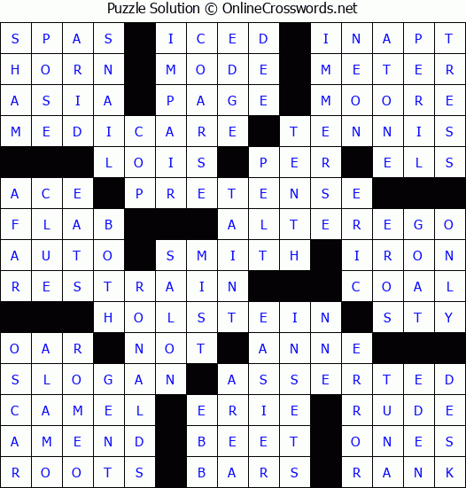 Solution for Crossword Puzzle #78058