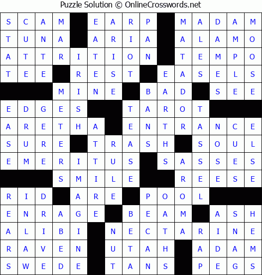 Solution for Crossword Puzzle #78292