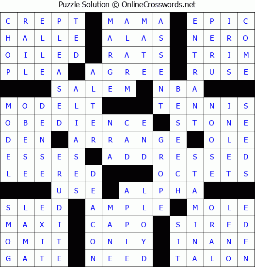 Solution for Crossword Puzzle #78798