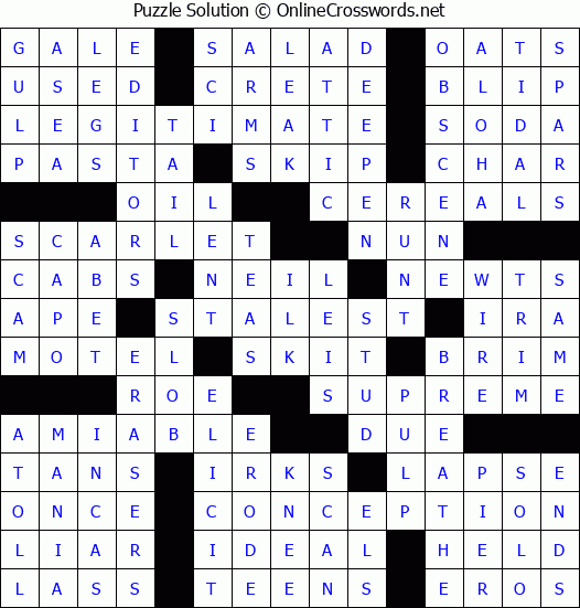 Solution for Crossword Puzzle #78874