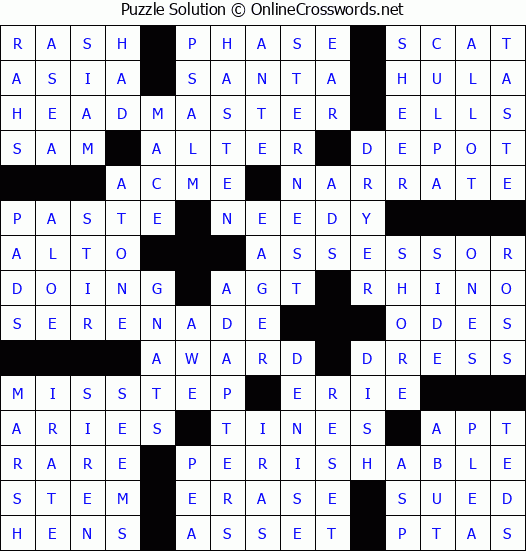 Solution for Crossword Puzzle #78919