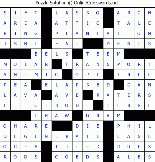 Solution for Crossword Puzzle #79301
