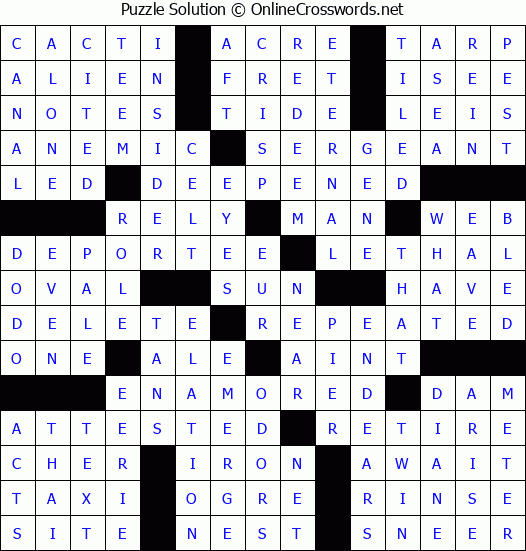 Solution for Crossword Puzzle #79307