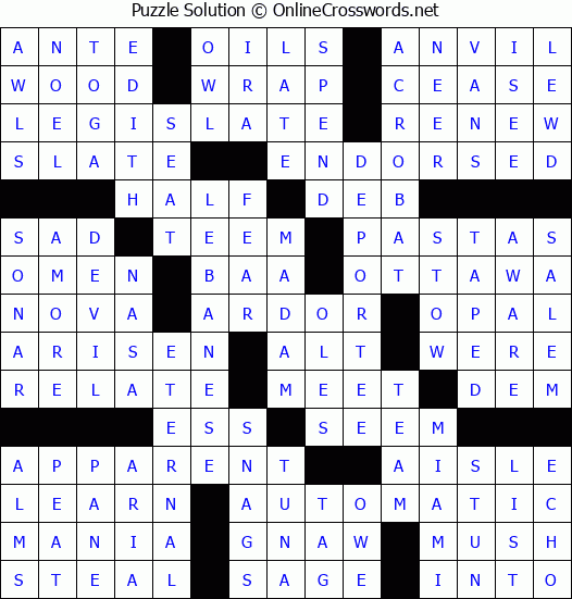 Solution for Crossword Puzzle #79409