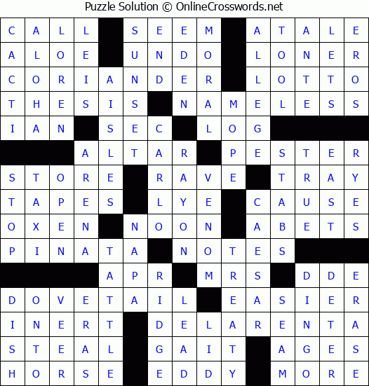 Solution for Crossword Puzzle #79414