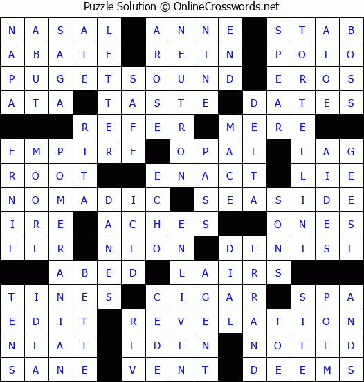 Solution for Crossword Puzzle #79780