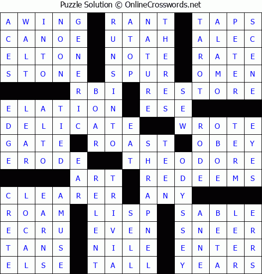 Solution for Crossword Puzzle #80209