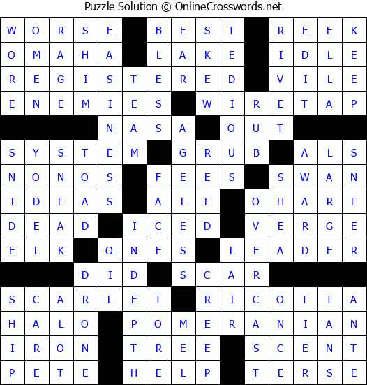 Solution for Crossword Puzzle #80233