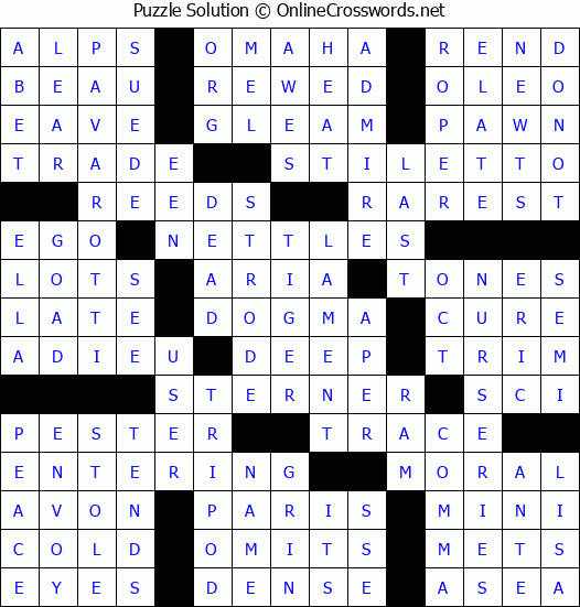 Solution for Crossword Puzzle #80548